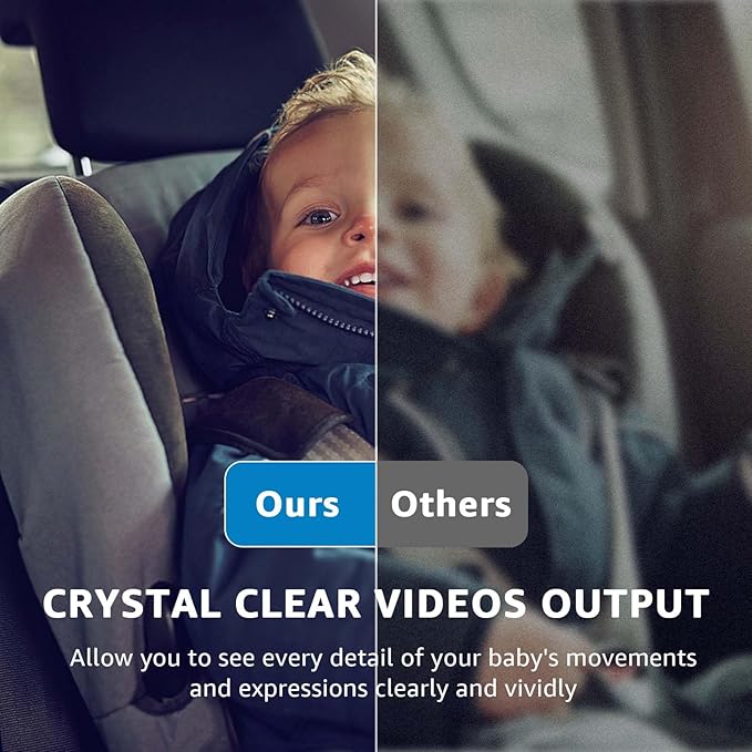 Baby Car Camera, HD Display Baby Car Mirror with Night Vision Feature, 4.3 inch Baby Car Camera with Monitor Wide Clear View, Backseat Camera Rear Facing to Observe Baby’s Every Move