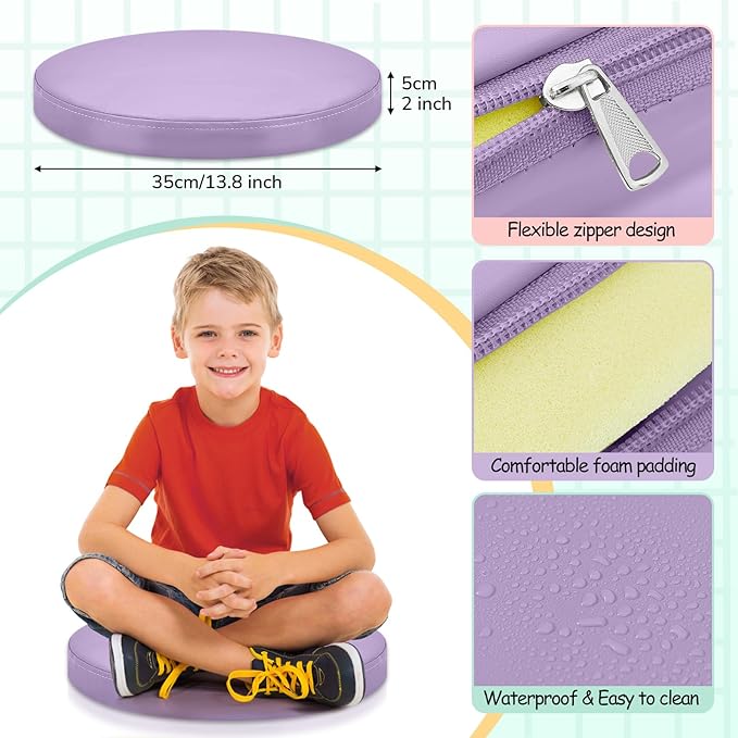Juexica 8 Pcs Extra Thick Flexible Seating Floor Cushion Assorted Colored Floor Pillow Classroom Seat Cushion Soft Classroom Seating for Kid Learning(Hippie Boho,13.8 x 13.8 x 2 Inch,Round)