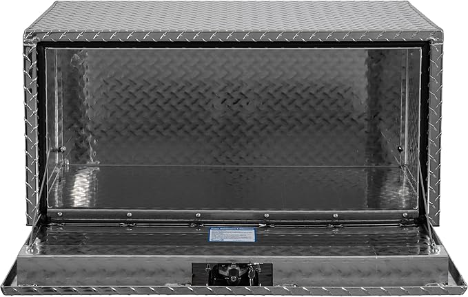Buyers Products 1705105 Silver Diamond Tread Aluminum Underbody Truck Box with T-Handle Latch, 18 x 18 x 36 Inch, Durable Contractor Toolbox For Organization And Storage, Job Tool Chest