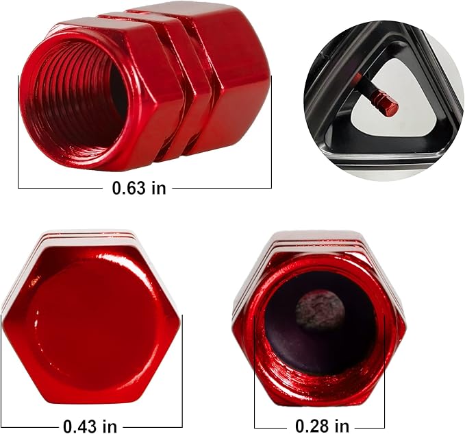 JUSTTOP Car Tire Valve Stem Caps, 12pcs Air Caps Cover, Universal for Cars, SUVs, Bike, Trucks and Motorcycles-Red