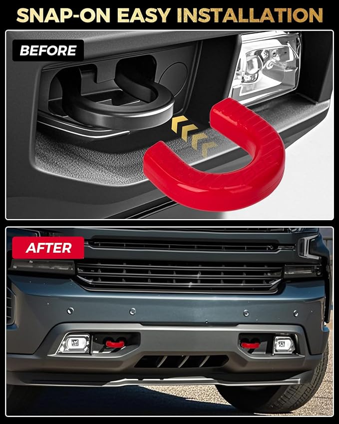 Tow Hook Covers Compatible with Chevy Silverado 1500,Custom Front Accessories for Silverado 1500 2007-2025,Unique Design,Anti-Rust & Weather Protection,Easy No-Tool Install (Red)