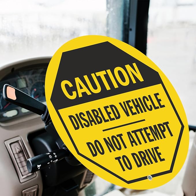 SmartSign Caution - Disabled Vehicle, Do Not Attempt to Drive Steering Wheel Lock Out Cover | 24" x 24", Made in USA