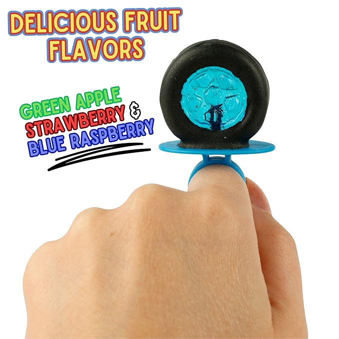 Limited Edition Hot Wheels Individually Wrapped Lollipop Rings, Party Favor Candy, Car Decorated Suckers, Assorted Fruit Flavors, 18 Pieces