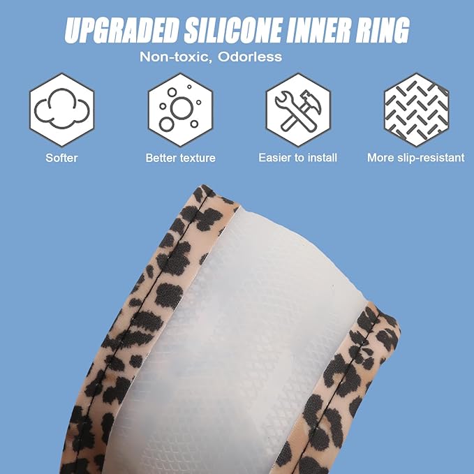 Leopard Print Steering Wheel Cover with Silicone Inner Ring, Non-Toxic, Odorless Silicone Leather with Non-Fading Cheetah Pattern for Men Women, Universal 14.5 to 15 Inch (Leopard Print)