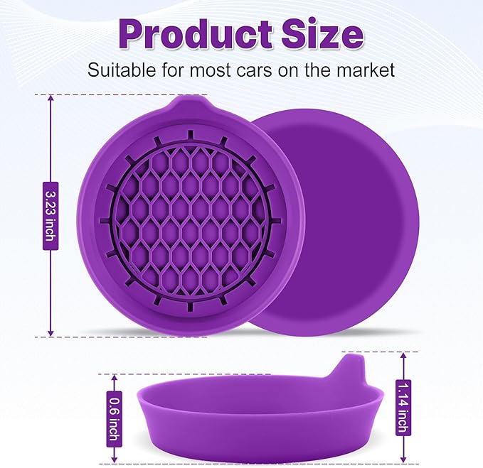 SINGARO Car Cup Holder Coaster, Silicone Cup Holder Insert, Universal Non-Slip Cup Holders, Car Accessories Interior for Women and Man 4 Pack Purple