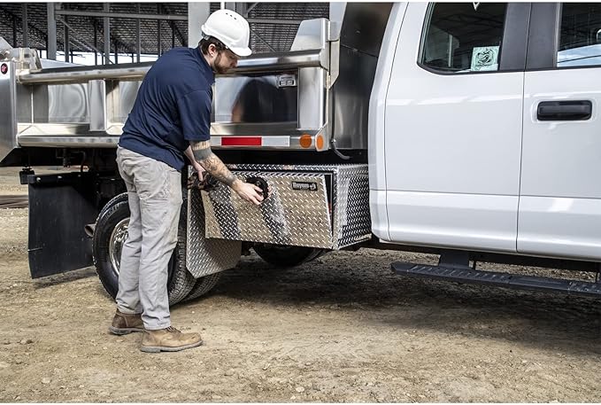 Buyers Products 1705103 Diamond Tread Aluminum Underbody Truck Tool Box, 18 x 18 x 30, Made in USA, .100 in. Thick, Corrosion-Resistant, Locking Compression Latch – Secure Storage for Work Trucks