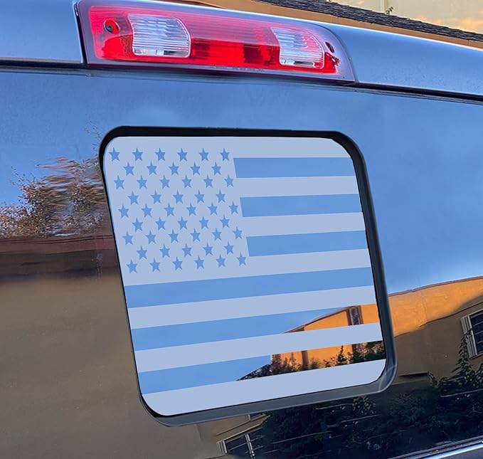 Xinghe for 2015-2025 2026 Ford F150 F250 F350, Rear Middle Window American Flag Decals, Matte Black USA Flag Decal for Truck Back Window, Waterproof Vinyl, Durable and Easy Remove Truck Decal