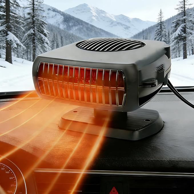Car Heater, 12V Portable Car Heaters That Plugs Into Cigarette Lighter, 2 in1 Fast Heating and Cooling Defogger Demister for Vehicle, Car, RV, SUV