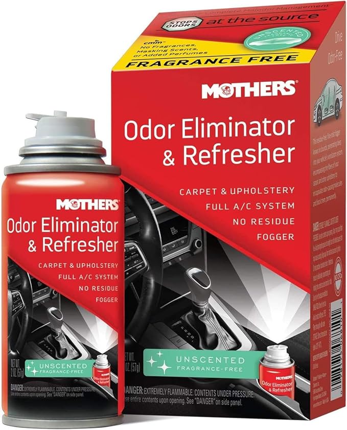 Mothers Odor Eliminator & Refresher, Unscented, 2 oz. Aerosol – Whole-Car Fogger Neutralizes Smoke, Pet, Food & Mildew Odors with CMM® Technology, Freshens Cabin & Vent Ducts (06810)