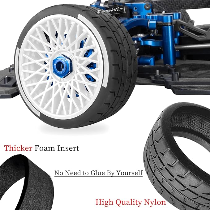 RC Wheels and Tires On Road Tire Tyre for 1/7 Felony 6S BLX,17mm Hex Plastic Wheels RC Truck Tires Highway Tire On Road Tyre,4pcs,White