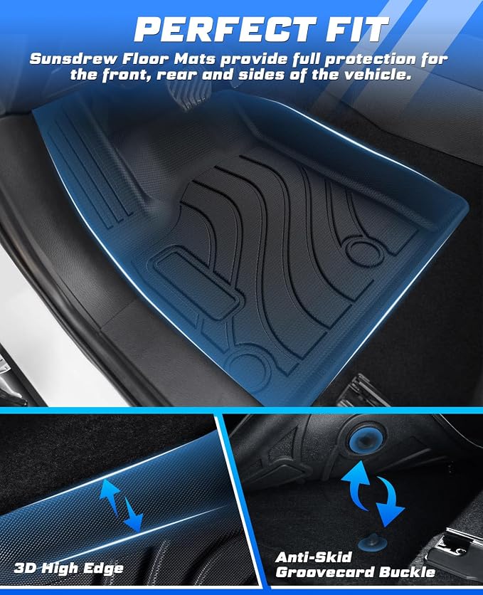 Sunsdrew Floor Mats for 2022-2025 Mitsubishi Outlander Accessories (Not Fit for PHEV & Sport), All Weather Floor Liners Front Rear 2 Rows Car Mats TPE Rubber Raised Edge