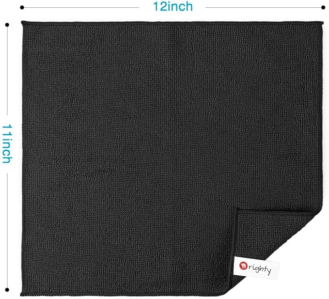 Orighty Microfiber Cleaning Cloth, 12 Pack Microfiber Towels for Cars, Highly Absorbent Car Cleaning Supplies, Lint Free Cloths Clean Rags for Car Care, House, Kitchen, 12x11 inch, Black