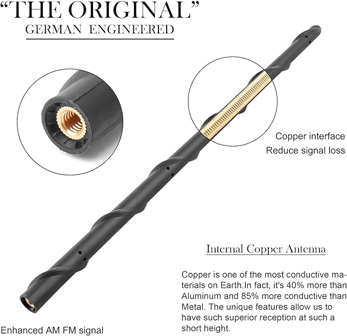 KSaAuto 13 Inch Antenna Fits 2007-2026 Jeep Wrangler JK JL Unlimited Gladiator JT, Short Antenna Replacement Jeep JKU JLU Sahara Rubicon Sport Willys 4xe Mojave High Altitude