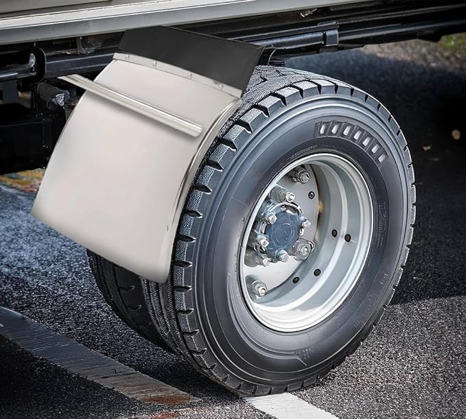 Mytee Products 2 Pack Quarter Fender for Semi Truck 24"x24" Stainless Steel - Half Semi Quarter Fenders with Mounting Tube Bracket Kit - Semi Truck Accessories for Kenworth Freightliner Peterbilt