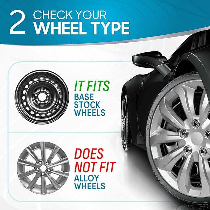 BDK (4-Pack) Premium 16 Inch Rim Wheel Cover Hubcaps for Cars Trucks SUVs Vans, Direct OEM Replacement Universal Fit Snap-On ABS Hubcaps 16 inch Wheel Covers - Set of 4 Hub Caps - 10-Spokes Silver