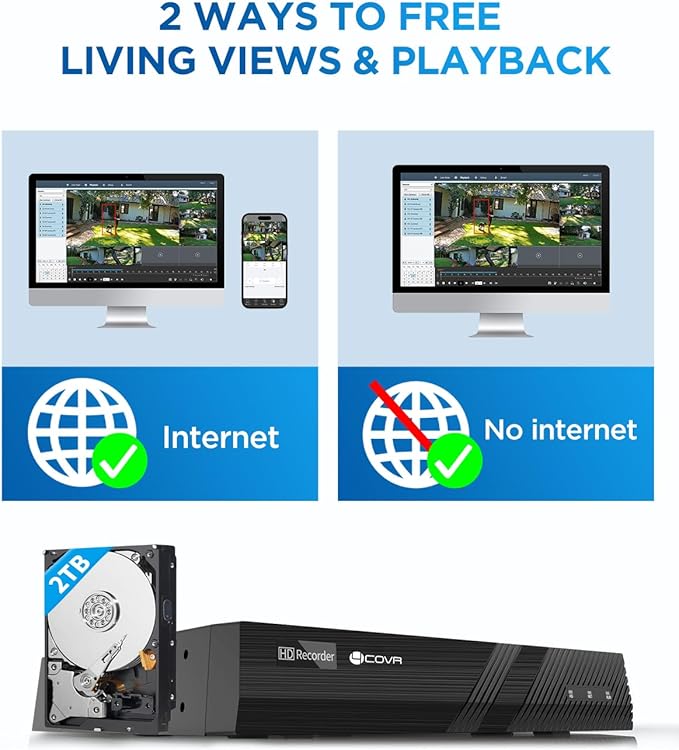 4COVR 4K Security Camera System, 6X 8MP IK10 Vandal-Proof Dome PoE IP Cameras, AI Human/Vehicle Detection, 8CH NVR & 2TB HDD, IP67 Weatherproof, 24/7 Outdoor Commercial Surveillance, LY54AX8M0806-1