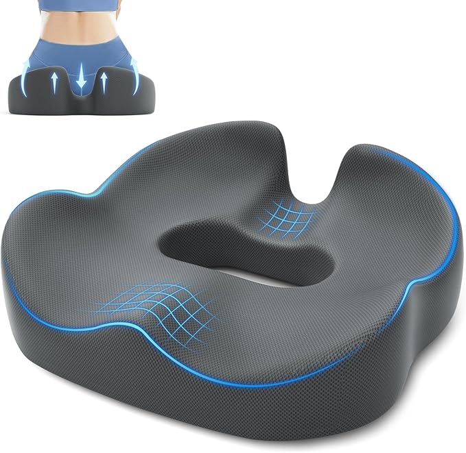SweetSlubr Large Donut Pillow Seat Cushion for Hemorrhoid Discomfort&Tailbone Pressure, Office Chair Cushion for Long Sitting, Ergonomic Coccyx Pillow for Postpartum Pregnancy, Lifting Cushions, Grey