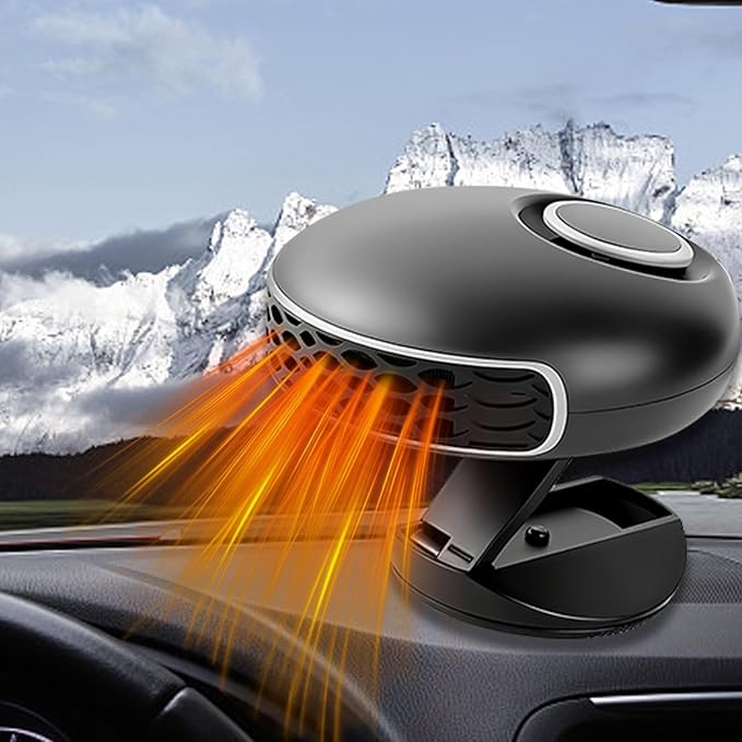 12V 150W Portable Car Heater & Defroster, 360° Rotating Dual-Heating & Cooling Fan for Windshield Defogging, Plug-in Auto Heater for Cars, Sedans, SUVs and RVs