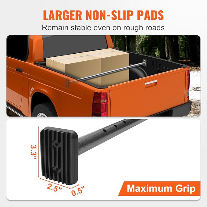 VEVOR Cargo Bar, Truck Bed Bar Adjustable from 40" to 73", Heavy-Duty Steel Cargo Stabilizer Bar with 220 lbs Capacity, Truck Load Bar Stop Sliding for Pickup Truck Bed, SUV