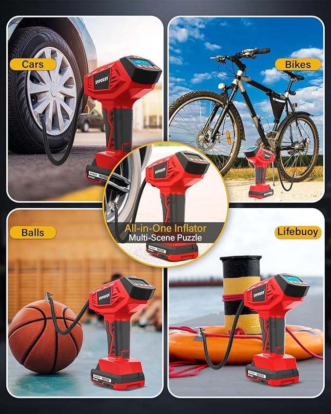 Tire Inflator Portable Air Compressor - 4X Faster Inflation, 160PSI Cordless Tire Pump with Dual Power (20V Battery & 12V DC), Auto Shut Off, Digital Gauge for Car, Motorcycle, E-Bike