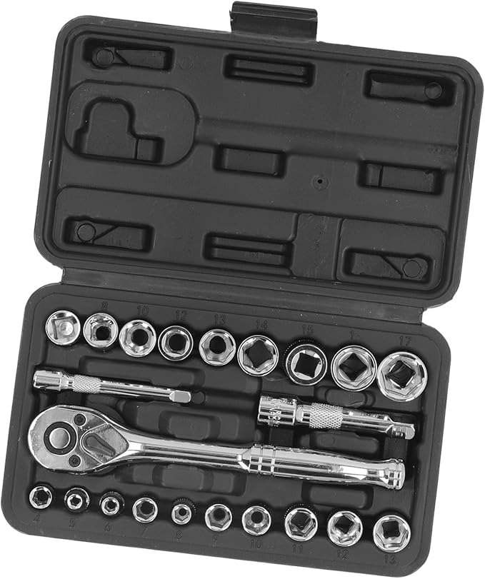 46 Piece Automotive Repair Kit, 72 Teeth Reversible Ratchet Wrench, Vanadium Steel, Quick Release, for Car Maintenance and DIY Repairs