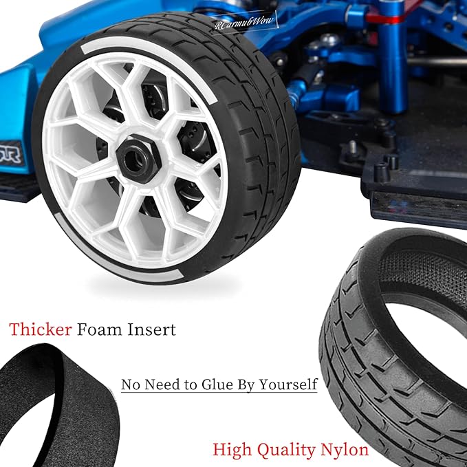 RC Wheels and Tires for 1/7 Felony 6S BLX,RC Truck Tires RC Wheels and RC Tires,4pcs Highway Tires(2 Big 2 Small,White