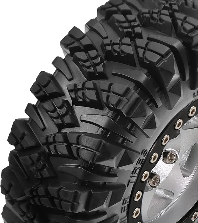 STMU Negative Offset 10.4mm 1.9 Beadlock Wheel Rims Aluminum and 1.9 RC Crawler Tires 4.33 Inch OD Foam Inserts for Traxxas TRX4 Axial SCX10 SCX10 II III RBX10 Redcat Gen 8 (Silvery)