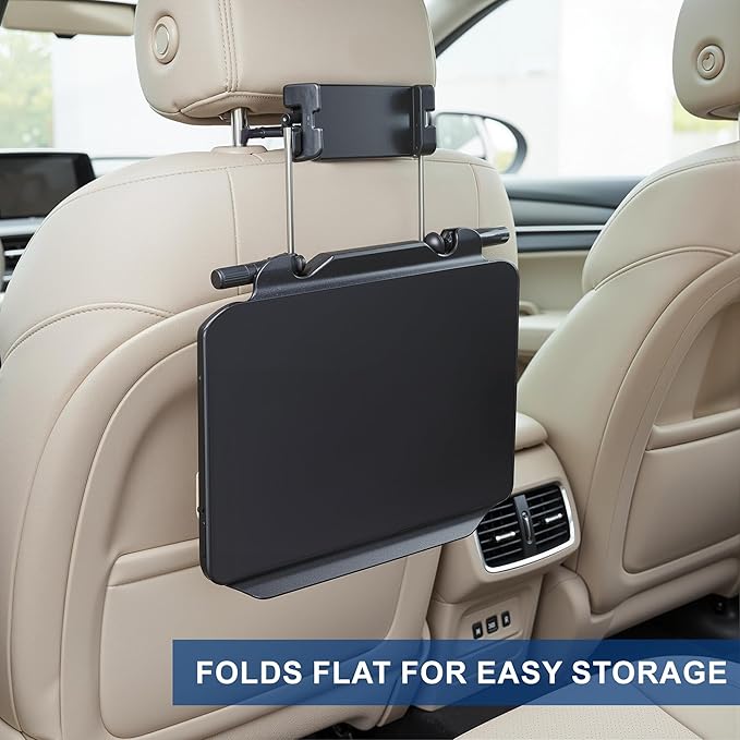 2-in-1 Car Steering Wheel Tray & Back Seat Table with Phone Holder – Height Adjustable Steering Wheel Desk for Car, Laptop & Food Tray, Writing Desk – Fits Cars, SUVs and Truck, 18"