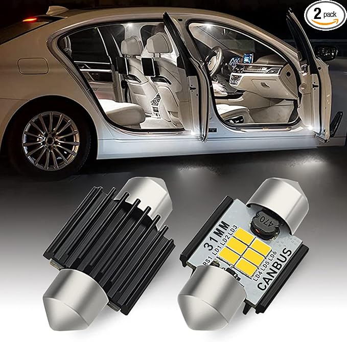 AUXITO Upgraded 1.25 inch 31MM DE3175 DE3021 Canbus Error Free Festoon LED Bulbs for Interior Car License Plate Dome Map Door Courtesy Maker Lights Xenon White, Pack of 2