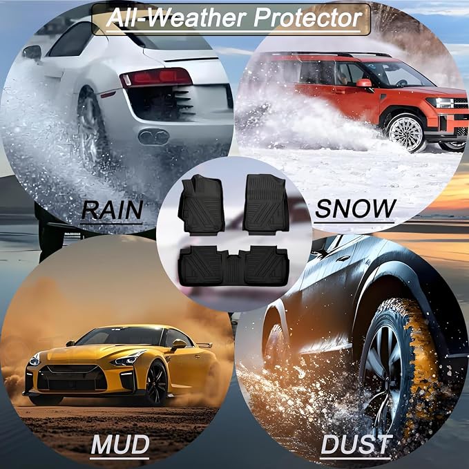 Aiqiying Floor Mats Compatible with Toyota Camry 2007-2011＆ 2012-2017,All Weather Carpet Protector 3D Waterproof Durable Odorless Custom-Fit FrontRear Rows Full Set TPE Car Liners Accessories