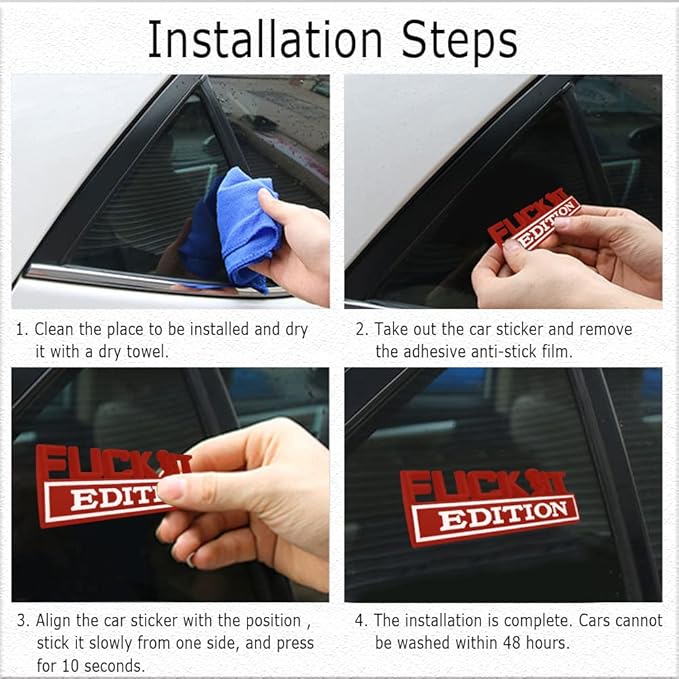 Fuck IT Edition Emblem, Car Exterior Emblems Badge 3D Sticker Decal, Fuck-IT Edition Emblem 3D Fender Badge Decal, 3D Fender Badge Decal Car Truck Replacement, Fit for All Cars (Red White)