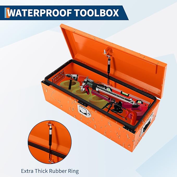 48 Inch Heavy Duty Steel Truck Bed Tool Box Truck Car Outdoor Trailer Pickup Toolbox, RV Storage Organizer w/Lock & Keys