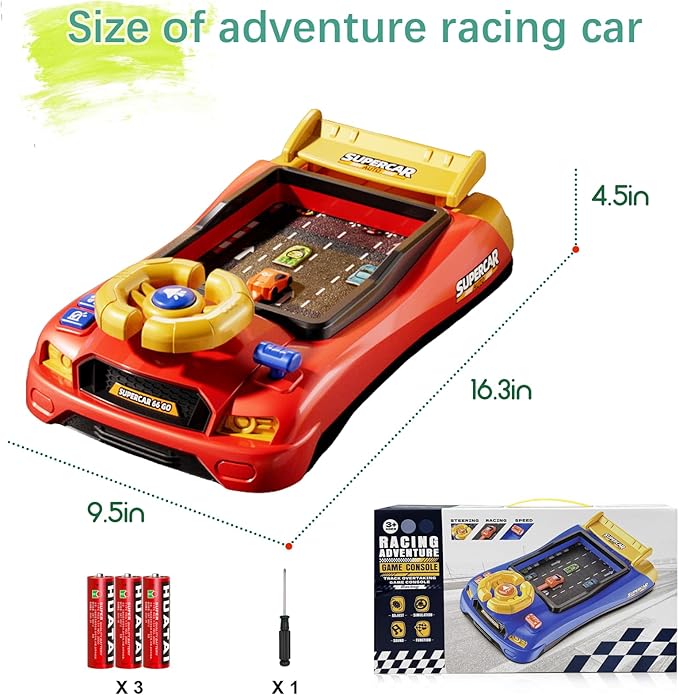 Racing Adventure Car Steering Wheel with 12 Music, Toddler Simulated Driving Racing Car Game with Reality Sound, Musical Steering Wheel Toys for Boys Girls Over 3 Years