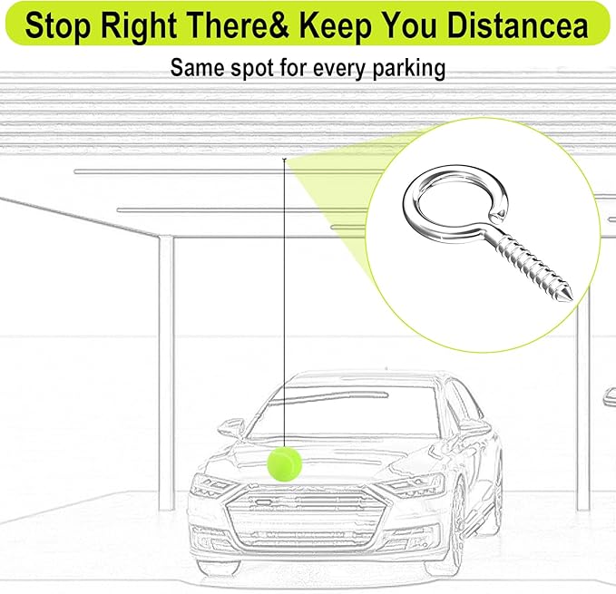 BFXM Garage Tennis Ball Parking Aid, Parking Guide System for Garage Accessories, Stop Indicator, Parking Assist Ball, Aid-Parking Kit, Garage Car Stopper, Pack of 2