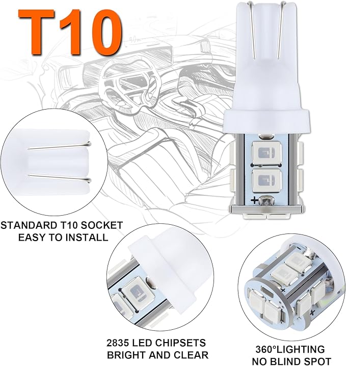 iFunyLED 24 Pieces Dome Light LED Car Interior Bulb Kit Set 194 T10 DE3175 578 31mm 42mm Bulbs Interior Replacement Lights for Car Map License Plate Door Side Marker Cornering Trunk Light - Blue