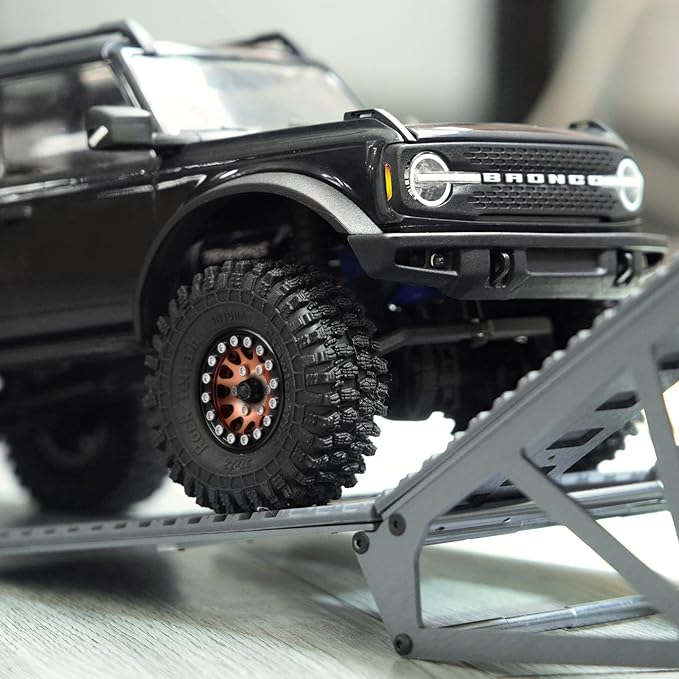 INJORA 1.0 Beadlock Wheel S5 Super Soft Sticky Crawler Tires for TRX4M Axial AX24 SCX24 FCX24 Enduro24 Upgrade, 57 * 22mm(Black＆Copper)