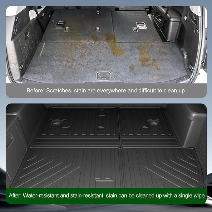 xipoqix Cargo Mat Backrest Mat Compatible with 2009-2015 Honda Pilot TPE Cargo Liner Back Seat Protector Replacement for 2009-2015 Honda Pilot Accessories (Trunk Mat with Backrest Mats)