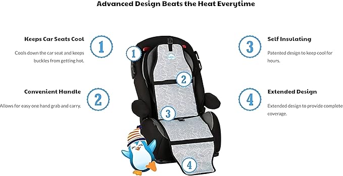 Cool Carats Car Seat Cooling Pad for Babies, Toddlers, and Kids - Comfortable and Durable Cooling Pad for Hot Summer Days - One Size Fits All, Black and White