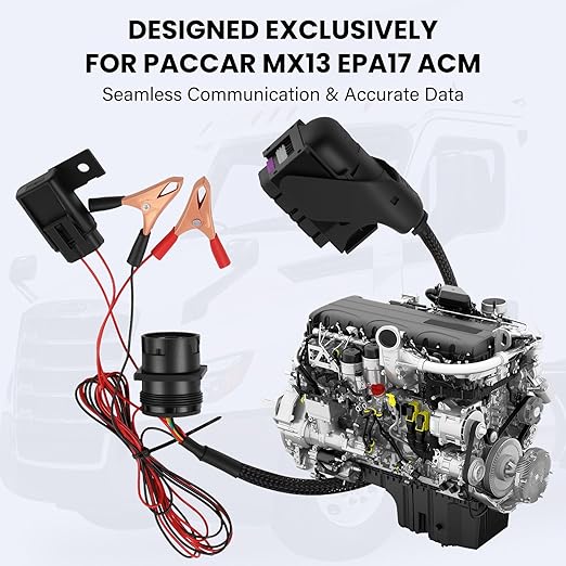 Diagnostic Cable Adapter for PACCAR MX13 EPA17 ACM Engine - Heavy Duty Truck & Commercial Vehicle Fault Code Reader Scanner Tool