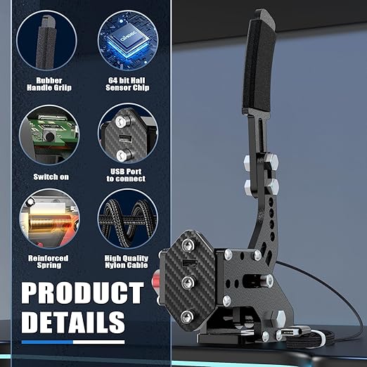 aikeec USB Handbrake Clamp for PC Sim Racing Games G25 G27 G29 T500 FANATECOSW DIRT RALLY Windows (Black, XBOX)