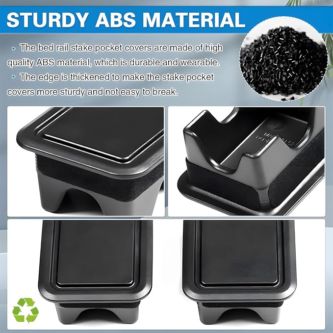 Shademax for Dodge Ram 1500 Stake Pocket Covers Rear Truck Tonneau Covers Bed Rail Stake Pocket Cover, Stake Holes Caps Plugs Compatible with 2019-2025 2026 Dodge Ram 1500 2500 Accessories (Set of 2)