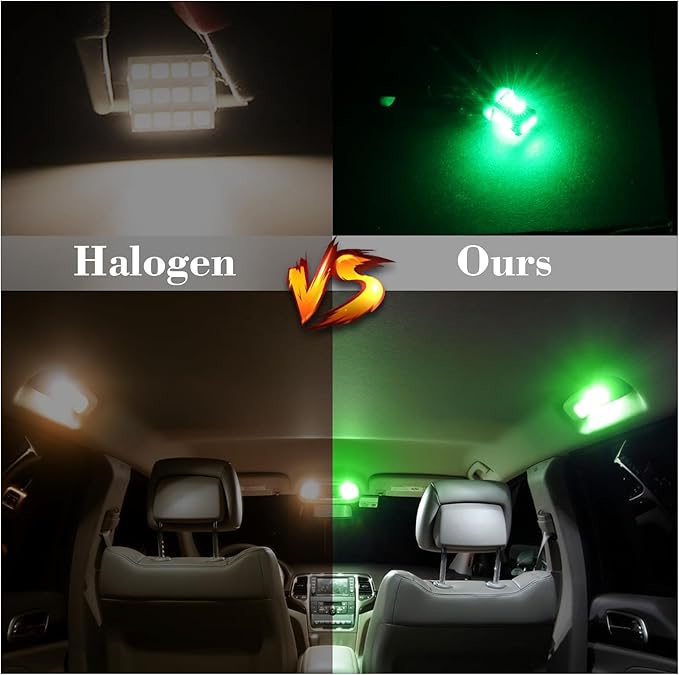 iFunyLED 24 Pieces Dome Light LED Car Interior Bulb Kit Set 194 T10 DE3175 578 31mm 42mm Bulbs Interior Replacement Lights for Car Map License Plate Door Side Marker Cornering Trunk Light - Green