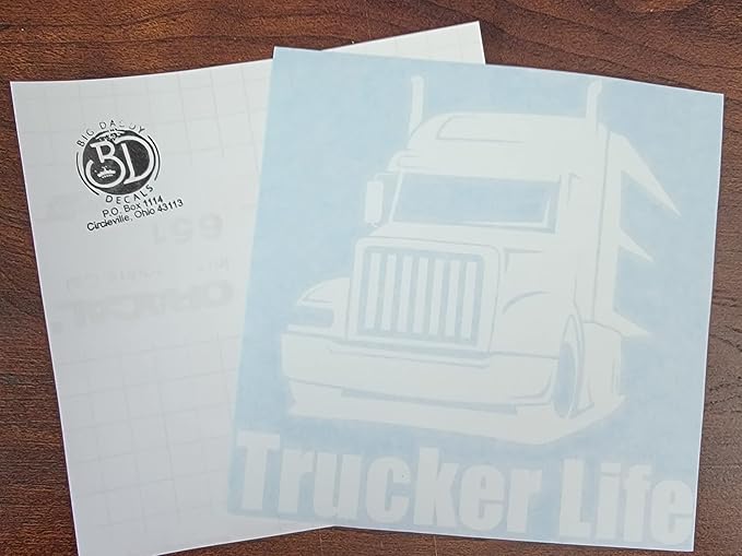 RUNNING L8 Trucker Life - Semi Truck, 18 Wheeler, Driving, Professional Driver, Essential Worker Vinyl Sticker for Window of car, Van, Truck, White