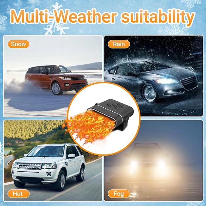 150W Portable car heater Fan, 12V Dual Mode Heater and Cooler with 360° Rotation for Quick Defrosting Defogging, for Car Truck Van SUV