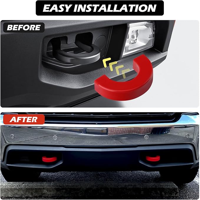 Tow Hook Covers Fit for Chevy Silverado 1500 2007-2026/GMC Sierra 1500 2007-2018, Customized Car Tow Hooks Compatible with Chevrolet Silverado 1500 Accessories 2007-2026 (Red)