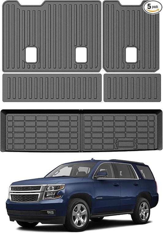 Mixsuper Cargo Liner for Chevy Tahoe 2015-2020, Cargo Mat Backrest Mat for Tahoe, All Weather Trunk Mat Backrest Mat TPE Back Seat Cover Protector for Tahoe Accessories