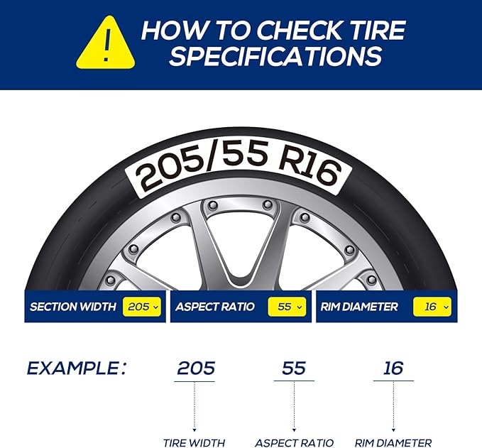 Snow Tire Chains for Car SUV Pickup Trucks, Universal Car Snow Chains, Snow Traction for Tires, Fit for Tire Width 195 205 215 220 225 235 240 245 255 265