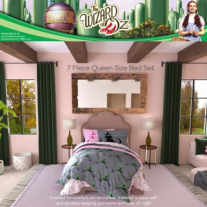 Collectibles The Wizard of OZ Bedding 7 Piece Super Soft Reversible Comforter and Sheet Set with Sham, Queen, (Officially Licensed Product) by Franco