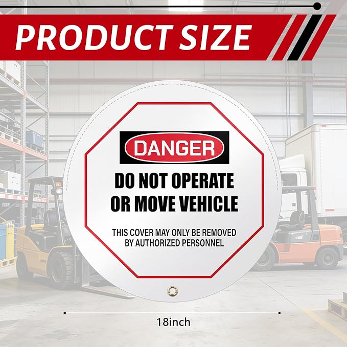 1 Pcs Steering Wheel Cover for Lockout Tagout - 16" Danger Do Not Operate Reinforced Vinyl for Trucks Pallet Jacks Forklifts