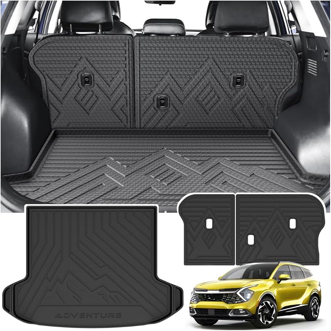 KUST Trunk Cargo Liner for 2023-2026 Kia Sportage Accessories (Include Hybrid, Not for PHEV), Rear Trunk Cargo Mat with Backrest Mat, TPE Rubber, Raised Edge